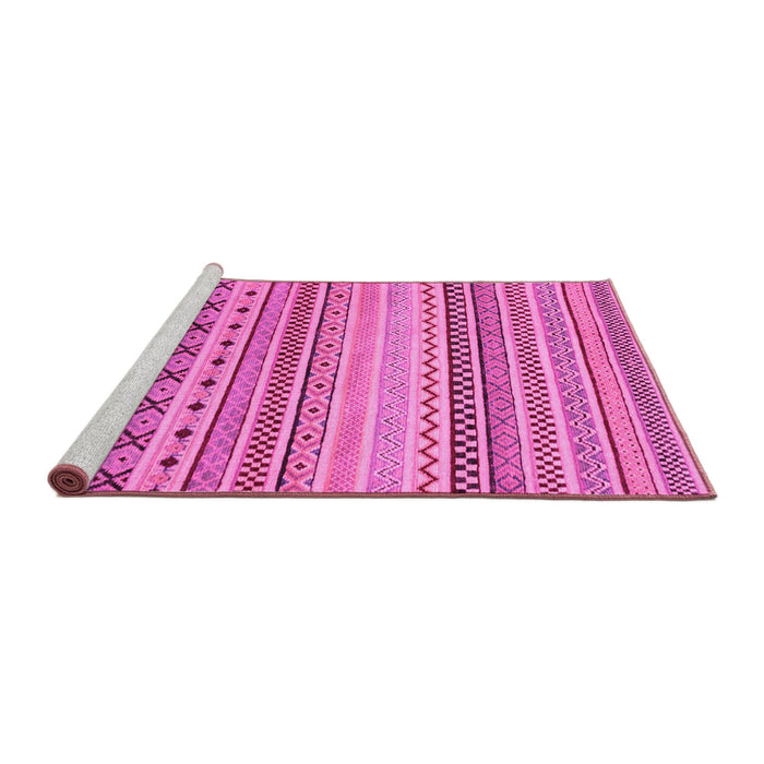 Sideview of Machine Washable Abstract Pink Modern Rug, wshabs2239pnk