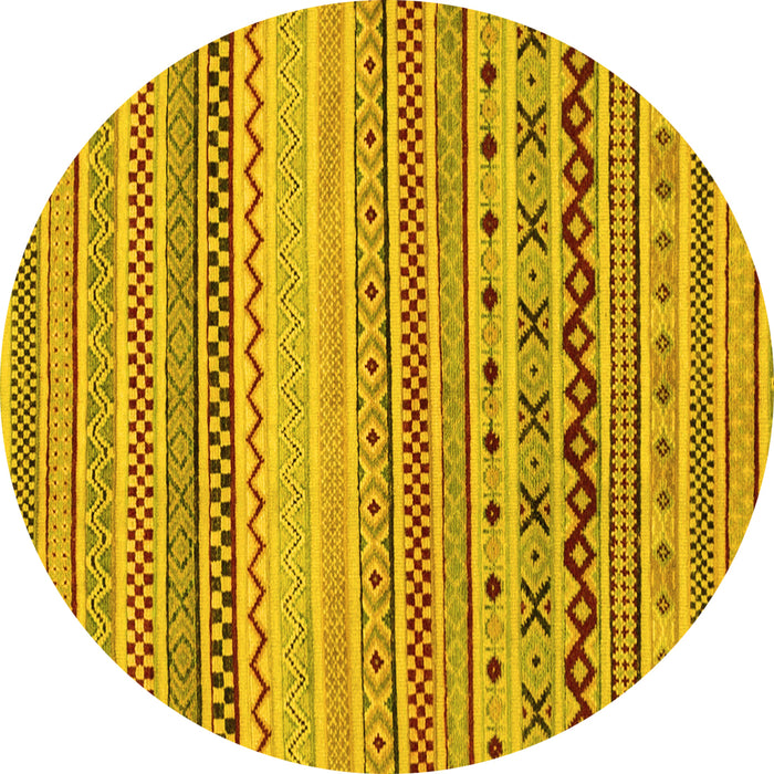 Round Abstract Yellow Modern Rug, abs2239yw