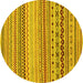 Round Machine Washable Abstract Yellow Modern Rug, wshabs2239yw