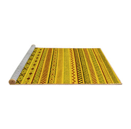 Sideview of Machine Washable Abstract Yellow Modern Rug, wshabs2239yw