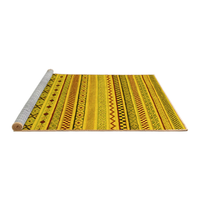 Sideview of Machine Washable Abstract Yellow Modern Rug, wshabs2239yw