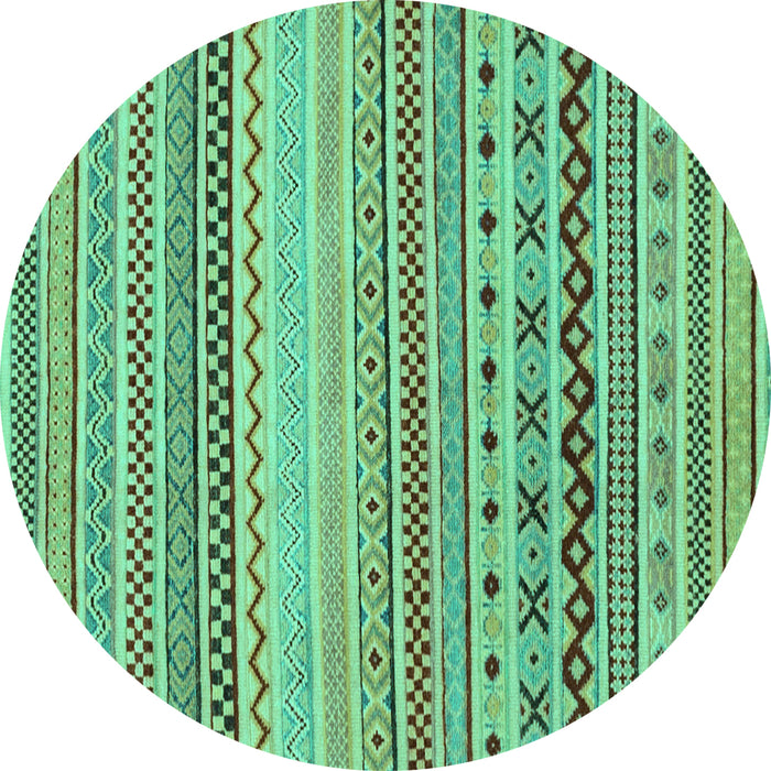 Round Abstract Turquoise Modern Rug, abs2239turq