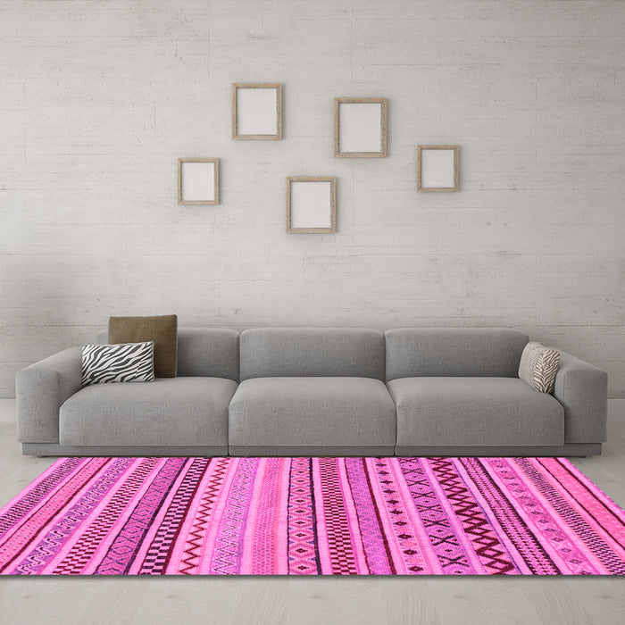 Machine Washable Abstract Pink Modern Rug in a Living Room, wshabs2239pnk