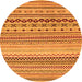 Round Machine Washable Abstract Orange Modern Area Rugs, wshabs2239org