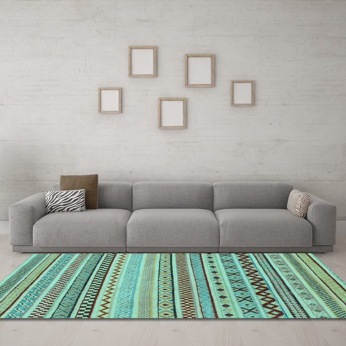 Machine Washable Abstract Light Blue Modern Rug in a Living Room, wshabs2239lblu