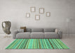 Machine Washable Abstract Turquoise Modern Area Rugs in a Living Room,, wshabs2239turq