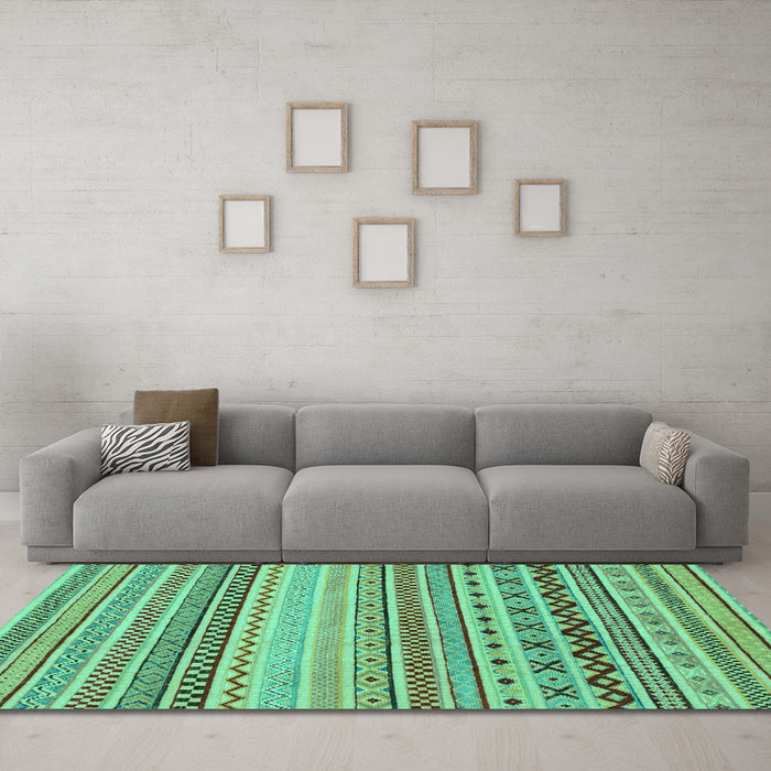 Machine Washable Abstract Turquoise Modern Area Rugs in a Living Room,, wshabs2239turq