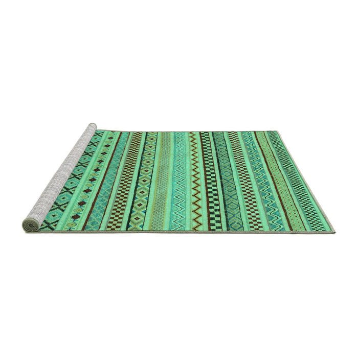 Sideview of Machine Washable Abstract Turquoise Modern Area Rugs, wshabs2239turq