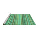 Sideview of Machine Washable Abstract Turquoise Modern Area Rugs, wshabs2239turq