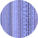 Round Machine Washable Abstract Blue Modern Rug, wshabs2239blu