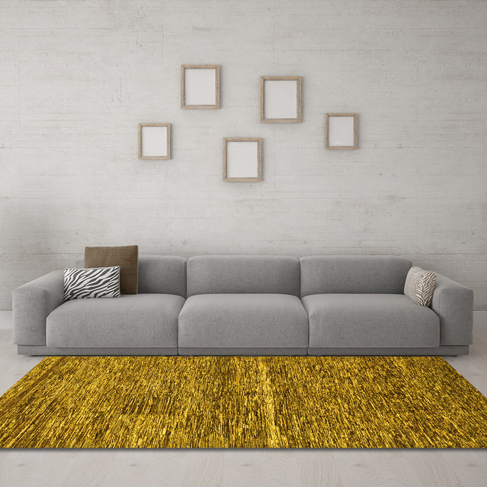 Machine Washable Abstract Yellow Modern Rug in a Living Room, wshabs223yw