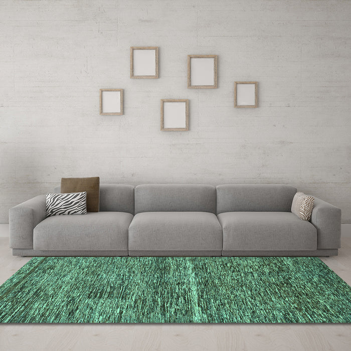 Machine Washable Abstract Turquoise Modern Area Rugs in a Living Room,, wshabs223turq