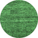 Round Abstract Emerald Green Modern Rug, abs223emgrn