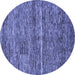 Round Abstract Blue Modern Rug, abs223blu