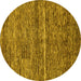 Round Machine Washable Abstract Yellow Modern Rug, wshabs223yw