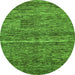 Round Machine Washable Abstract Green Modern Area Rugs, wshabs223grn