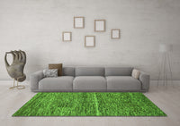 Machine Washable Abstract Green Modern Rug, wshabs223grn