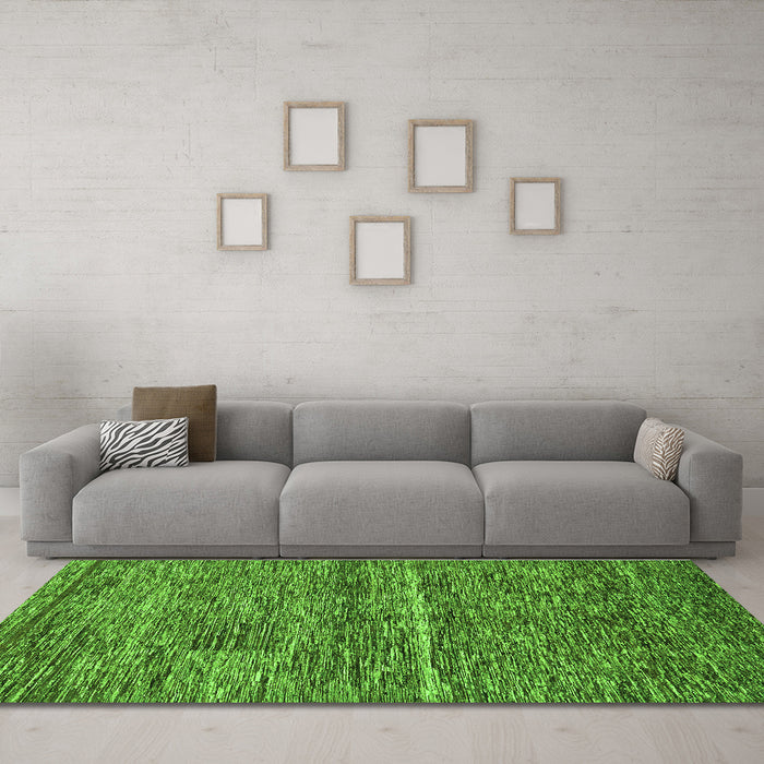 Machine Washable Abstract Green Modern Area Rugs in a Living Room,, wshabs223grn