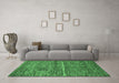 Machine Washable Abstract Emerald Green Modern Area Rugs in a Living Room,, wshabs223emgrn