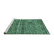 Sideview of Machine Washable Abstract Turquoise Modern Area Rugs, wshabs223turq