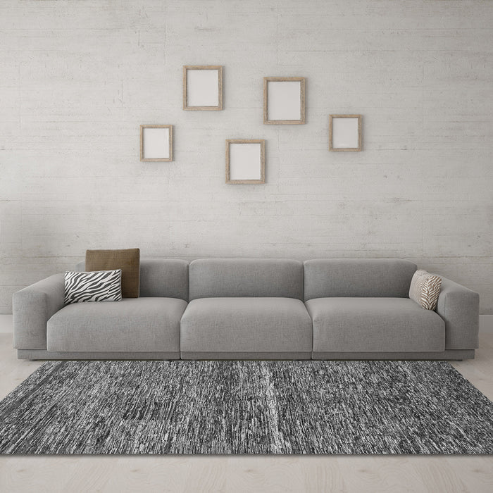 Machine Washable Abstract Gray Modern Rug in a Living Room,, wshabs223gry