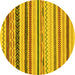 Round Machine Washable Abstract Yellow Modern Rug, wshabs2240yw