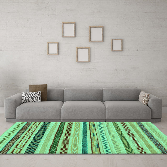 Machine Washable Abstract Turquoise Modern Area Rugs in a Living Room,, wshabs2240turq