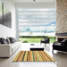 Square Abstract Saffron Yellow Modern Rug in a Living Room, abs2240