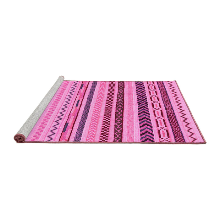Sideview of Machine Washable Abstract Pink Modern Rug, wshabs2240pnk