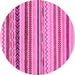 Round Machine Washable Abstract Pink Modern Rug, wshabs2240pnk