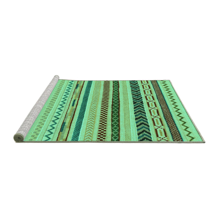 Sideview of Machine Washable Abstract Turquoise Modern Area Rugs, wshabs2240turq