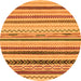 Round Machine Washable Abstract Orange Modern Area Rugs, wshabs2240org