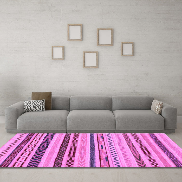 Machine Washable Abstract Purple Modern Area Rugs in a Living Room, wshabs2240pur