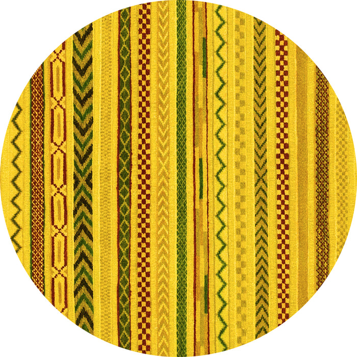Round Abstract Yellow Modern Rug, abs2240yw
