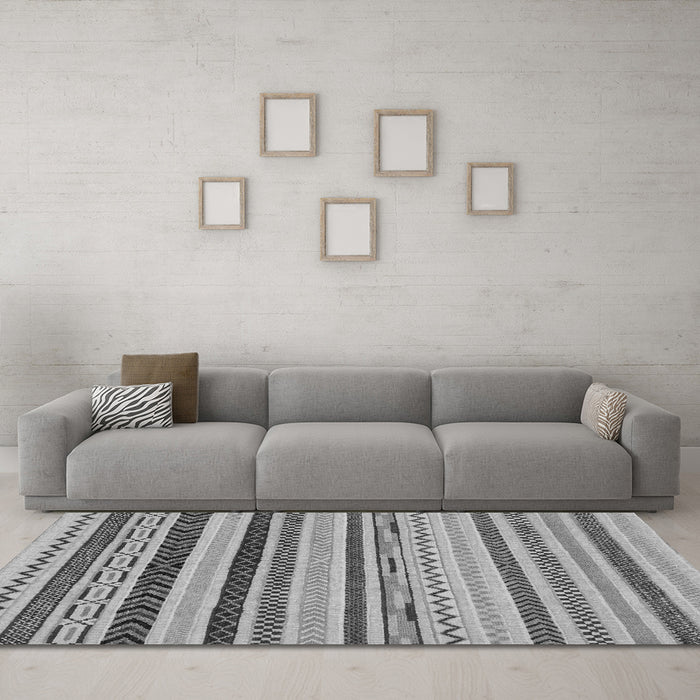 Machine Washable Abstract Gray Modern Rug in a Living Room,, wshabs2240gry
