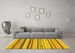 Machine Washable Abstract Yellow Modern Rug in a Living Room, wshabs2240yw