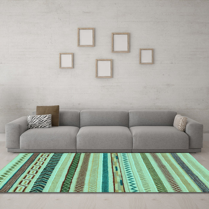 Machine Washable Abstract Light Blue Modern Rug in a Living Room, wshabs2240lblu