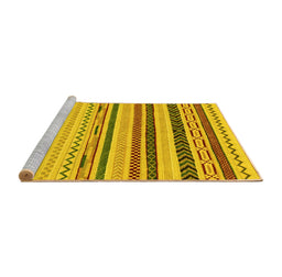 Sideview of Machine Washable Abstract Yellow Modern Rug, wshabs2240yw