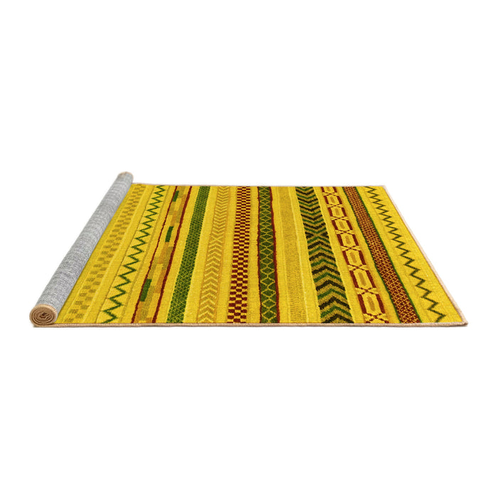 Sideview of Machine Washable Abstract Yellow Modern Rug, wshabs2240yw