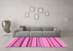 Machine Washable Abstract Pink Modern Rug in a Living Room, wshabs2240pnk