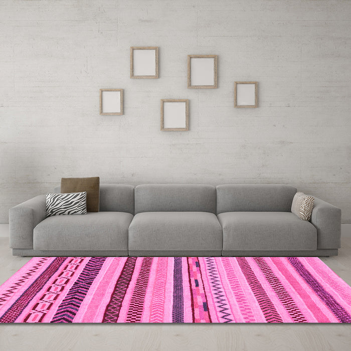 Machine Washable Abstract Pink Modern Rug in a Living Room, wshabs2240pnk