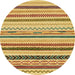 Round Abstract Saffron Yellow Modern Rug, abs2240