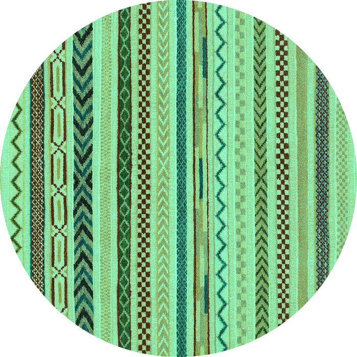Round Machine Washable Abstract Turquoise Modern Area Rugs, wshabs2240turq