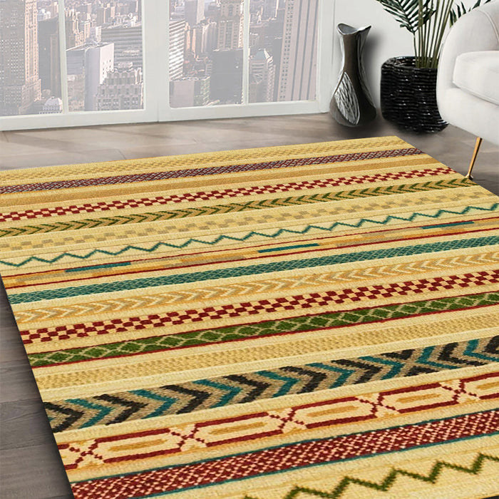 Machine Washable Abstract Saffron Yellow Rug in a Family Room, wshabs2240