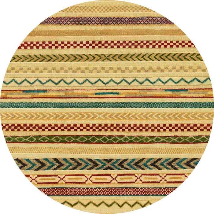 Round Machine Washable Abstract Saffron Yellow Rug, wshabs2240