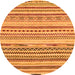 Round Machine Washable Abstract Orange Modern Area Rugs, wshabs2241org