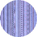 Round Abstract Blue Modern Rug, abs2241blu