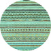 Round Machine Washable Abstract Light Blue Modern Rug, wshabs2241lblu