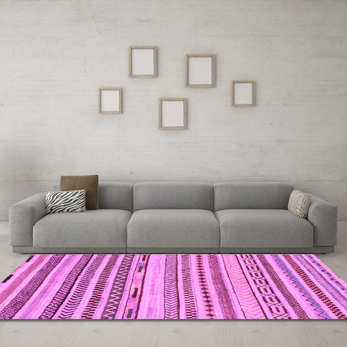 Machine Washable Abstract Purple Modern Area Rugs in a Living Room, wshabs2241pur
