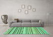 Machine Washable Abstract Turquoise Modern Area Rugs in a Living Room,, wshabs2241turq